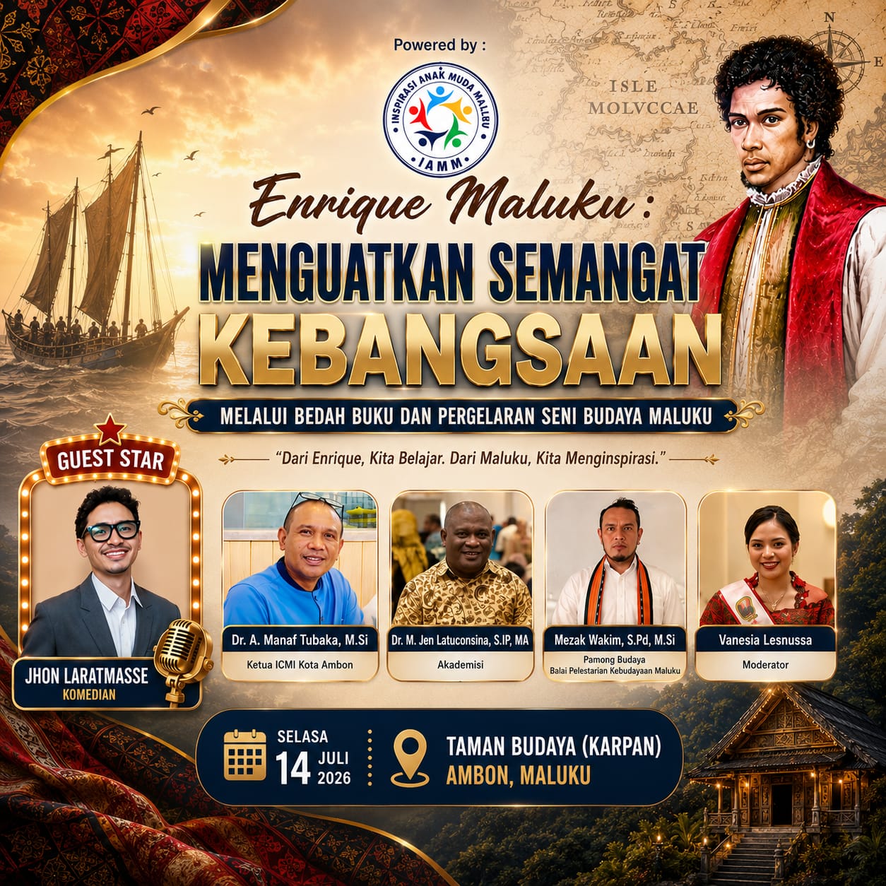 Kegiatan Bedah Buku “Enrique Maluku” dan Pergelaran Seni Budaya untuk Perkuat Semangat Kebangsaan